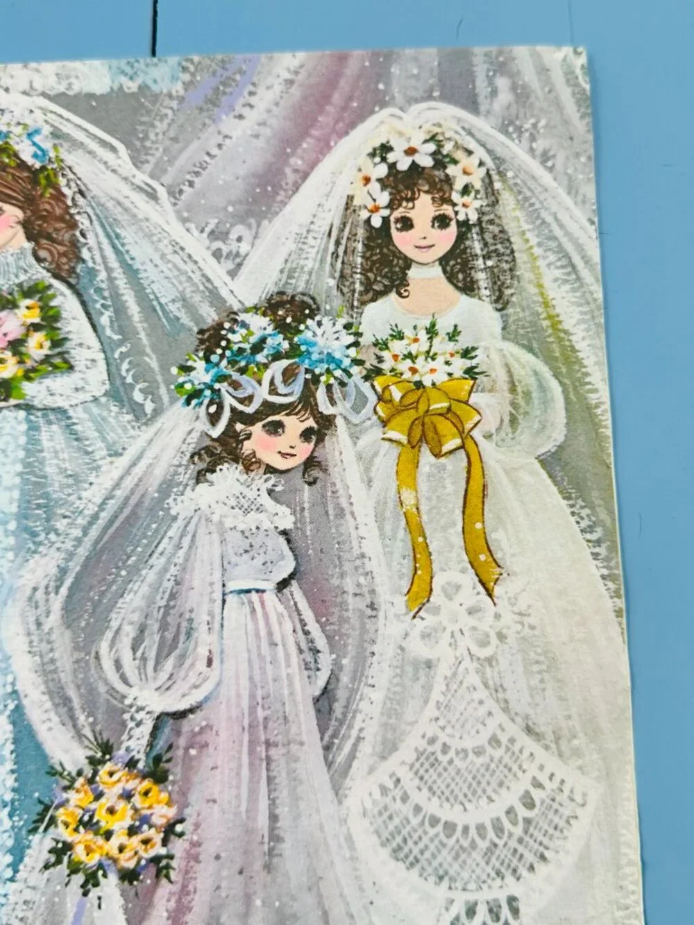 Vintage 1970s Bridal Wrapping Paper, Bridal Shower Decor,  Retro Bride Ephemera